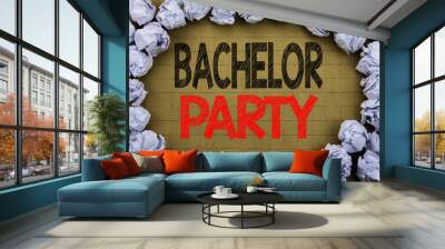 Bachelor Party. Business concept for Stag Fun Celebrate written on vintage background with copy space on old background with folded paper balls Wall mural