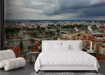 Old town and Odra river in Wroclaw city, Poland Wall mural