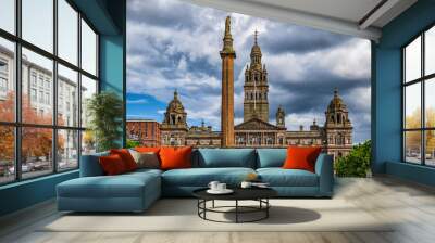 City Chambers And Scott Monument In Glasgow, Scotland, United Kingdom Wall mural