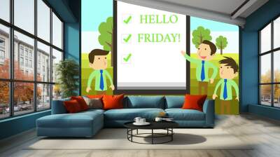 Conceptual hand writing showing Hello Friday. Concept meaning you say this for wishing and hoping another good lovely week Wall mural