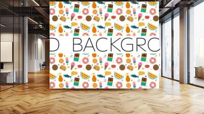 Food geometric mosaic background.Abstract geometric food pattern. Minimal floral banner. Wall mural