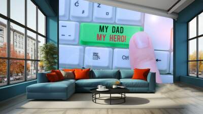 Handwriting text My Dad My Hero. Conceptual photo Admiration for your father love feelings emotions compliment Wall mural