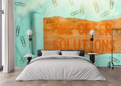 Handwriting text We Offer Solutions. Conceptual photo way to solve problem or deal with difficult situation Wall mural