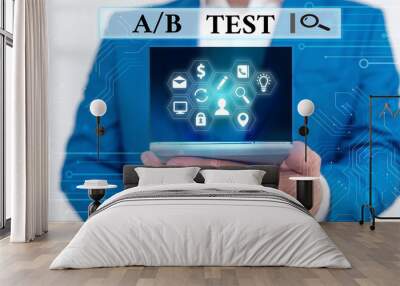 Text sign showing A Or B Test. Business photo text test to determine consumers prefer ability among products Wall mural