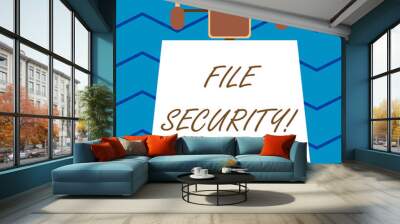 Text sign showing File Security. Business photo text Protecting digital data such as those in a database from loss Modern unique design of night lampshade with two air blowers on the top Wall mural