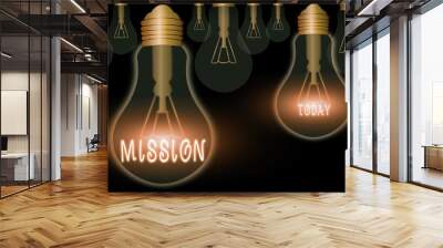 Text sign showing Mission. Business photo showcasing important task are given to do one that involves traveling Wall mural