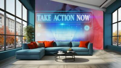 Text sign showing Take Action Now. Business photo text do something official or concerted achieve aim with problem Wall mural