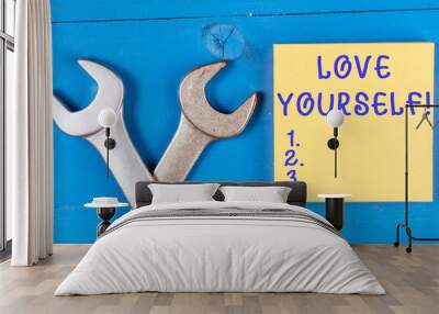 Word writing text Love Yourself. Business photo showcasing have selfrespect and the unconditional selfacceptance Wall mural