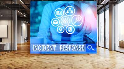 Writing note showing Incident Response. Business concept for addressing and analysing the aftermath of a security breach Wall mural