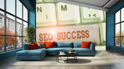 Writing note showing Seo Success. Business concept for accomplishment or achievement of increasing traffic to a website Wall mural