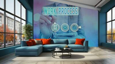 Writing note showing Work Process. Business concept for Standard procedures how to handle a particular job rules system Wall mural