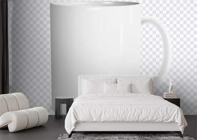 Realistic white cup isolated on transparent background Wall mural