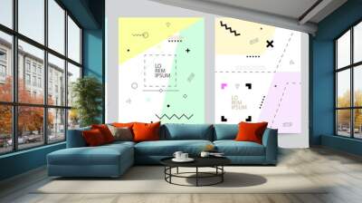 set of covers with minimal design and geometric forms Wall mural