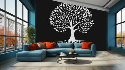 Tree silhouette with root , logo design template Wall mural