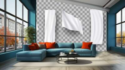 White different blank feather flags, empty banners stand, 3d realistic mockups Wall mural