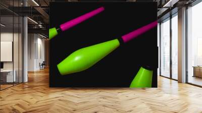 Clubs are one of the three most popular props used by jugglers, A typical club is in the range of 50 centimetres  long, weighs between 200 and 300 grams Wall mural