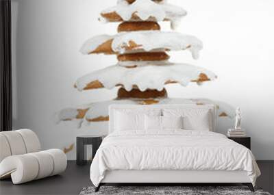 christmas gingerbreads tree on white background Wall mural