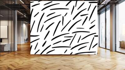 black and white seamless pattern with brush strokes Wall mural