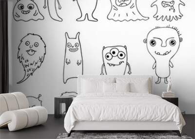 collection of doodle monsters Wall mural