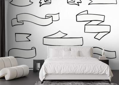 set of hand-drawn doodle banner flags. Wall mural