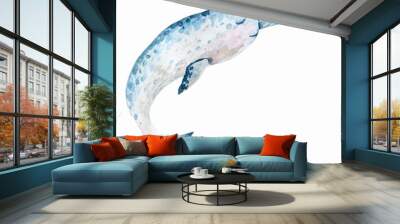 watercolor narwhal on a white background Wall mural