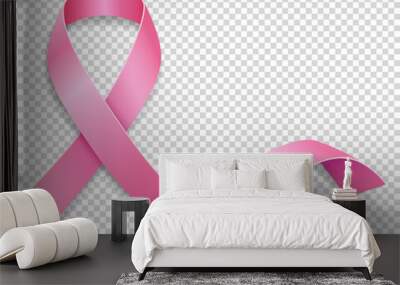 pink ribbon symbol of breast cancer disease vector illustration Wall mural