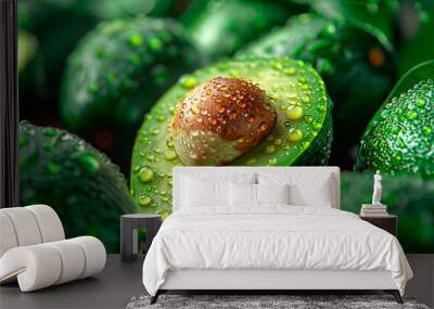 Fresh and green avocado background pattern Wall mural