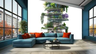 Modern Eco-Friendly Building with Lush Greenery and Spacious Balconies Wall mural