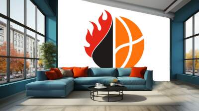 Dynamic Basketball Logo: Emphasize Half the Ball Wall mural