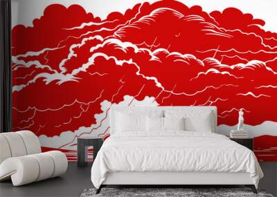 Lightning Strike and Thunder in Stormy Sky Silhouette – Captivating Artwork Wall mural