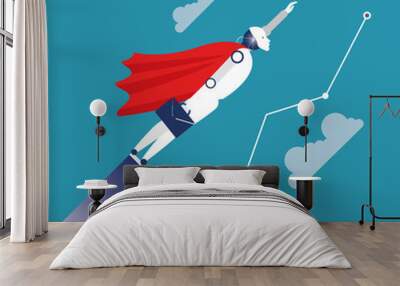 Robots and business graph, success artificial intelligence vector Wall mural