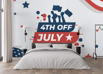 Happy American Independence day, 4th of July with a combination of  american flag, and typography, Illustration.
 Wall mural