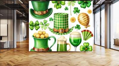 a set of items collected and loved for the St. Patrick's Day holiday. Have a nice day. Wall mural