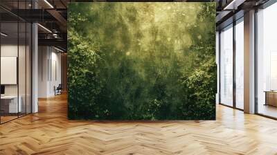 Atmospheric green and brown textured background with light effects flora details Wall mural