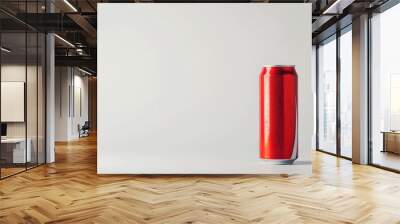 Red soda can with condensation against white background Wall mural