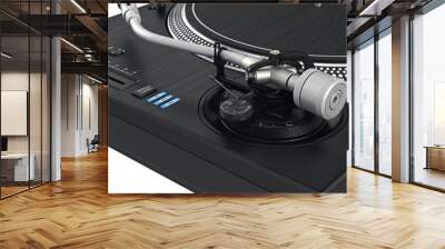 Turntable dj vinyl mixer equipment with chrome elements. 3D graphic Wall mural