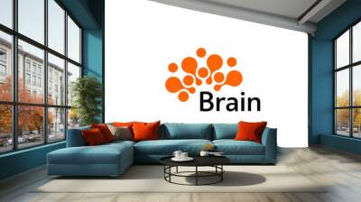 Brain Logo silhouette design vector template. Think idea concept.Brainstorm power thinking brain Logotype icon Logo.  Wall mural