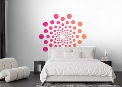 Round abstract vector logo from circles. Small and large circle in the shape of a flower are circularly arranged. Chemistry laboratory logotype concept template. Wall mural