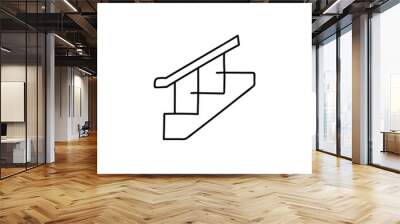 Ladder stair, staircase icon in flat black line style, isolated on white background  Wall mural