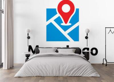 Map Pin Logo Design Element. Map pin location icon logo design Wall mural