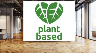 Plant based label. with leaf icon. Vector illustration isolated on white background Wall mural