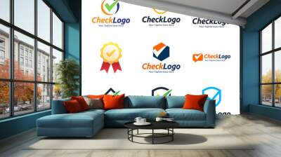 Set of Check mark vector icon logo design illustration Wall mural