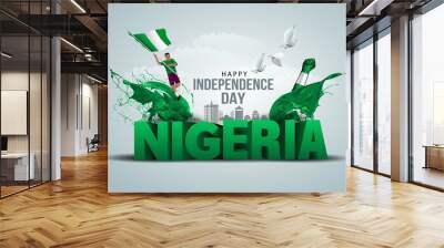 happy independence day Nigeria greetings. vector illustration design Wall mural