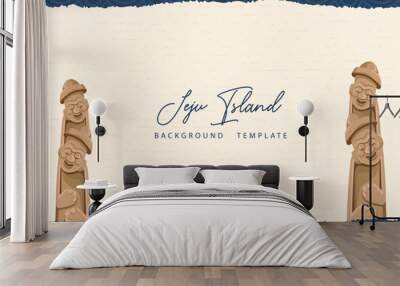 Jeju island vintage background template with grandfather statue. Wall mural