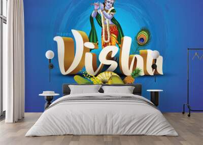 Kerala festival happy vishu greetings. abstract vector illustration design. Wall mural