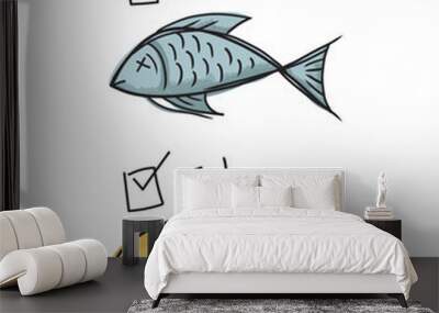 Vector illustration of fishes and loaves Wall mural