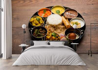 Indian Hindu Veg Thali / food platter, selective focus Wall mural