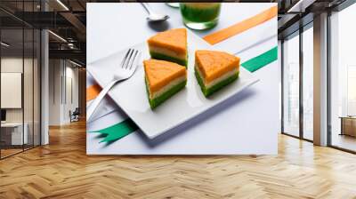 Tri-coloured / tiranga  Cake for Independence/republic Day celebration using Indian Flag colours Wall mural