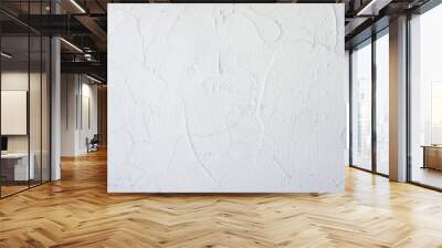 White color of rough surface mortar concrete wall with random texture cement plaster masory man's work Wall mural