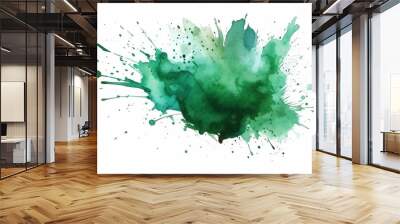 Watercolor Aquarelle Green Splash Isolated White Background Creative Detail Generative AI Wall mural